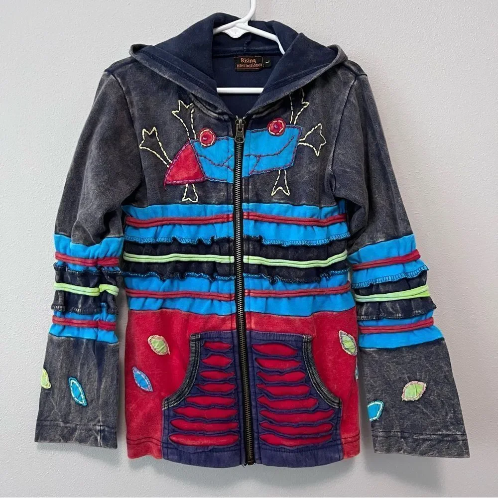 Rising International Long Sleeve Zip Up Hoodie Size L 10/12